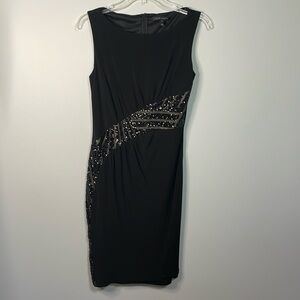 David Meister Black Sequins Formal Fitted Dress Size 6